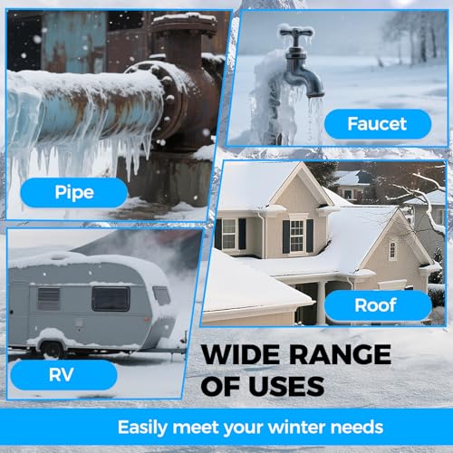 159.5FT(3FT~160FT) Water Pipe Heat Cable for Pipe Freeze Protection, Pipe Heating Cable for Metal And Plastic Home Pipes, Energy-Saving Heat Trace Cable Keeps Water Flowing, 120V 5W/ft - style: 159.5FT
