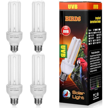 VIHOSE 4 Pack UVB Reptile Light Bulb 23w 10.0 UVB Bulb for Desert Reptiles Pet Light for Turtle Compact Fluorescent Terrarium Lamp for Bearded Dragon, Lizard, Tortoise, Iguanas, Snake, Gecko