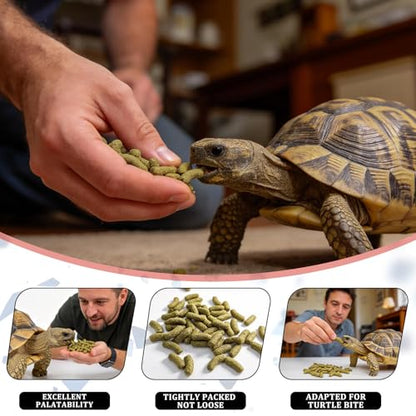 Tortoise Food with Fish Meal, Krill & Spirulina | Complete Nutrition with Vitamins A,C,D3,E & Minerals | for Sulcata, Leopard, Greek, Russian, Hermann's & Other Tortoises (4 oz)