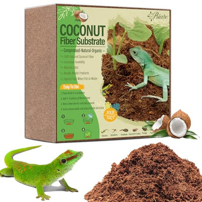 Riare 10LBS Natural Coconut Fiber Substrate for Reptile- Premium Compressed Coconut Husk Terrarium Bedding for Reptile, Tortoise, Frogs, Snakes, Hermit Crabs, Burrowing Animals - color: 1 Pack-10LBS