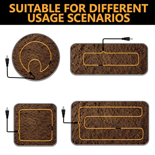 Adnee 118Ft Thermostatic Soil Heating Cable,Rubber Heating Warming Cable with Thermostat and Ground Stakes,Plant Soil Heater Cable for Cold Frame,Graden,Greenhouse Seed Grow - color: 118 Ft