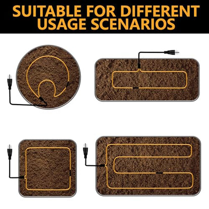 Adnee 118Ft Thermostatic Soil Heating Cable,Rubber Heating Warming Cable with Thermostat and Ground Stakes,Plant Soil Heater Cable for Cold Frame,Graden,Greenhouse Seed Grow - color: 118 Ft