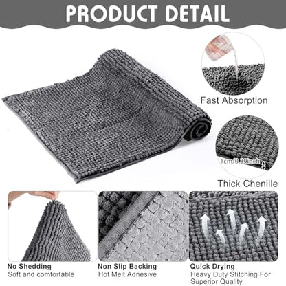 Amylove 4 Pcs Guinea Pig Cage Liner 14 x 28 Inch Washable Chenille Pee Pads Pet Dog Cat Bedding Training Mat Reusable for Small Animals Puppy Bunny Hamster Chinchilla - color: Dark Gray, size: 14 x 28 Inch, style: Low Pile Chenille