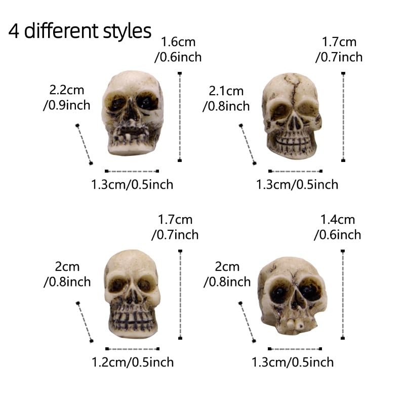 YZHZOM 20pcs mini Resin Skulls, Halloween mini Figures Skull Head Decor Halloween Skeleton Decorations Tiny Skulls Miniatures