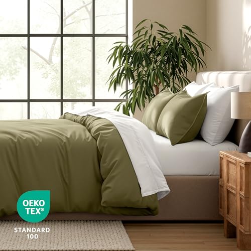 Bare Home Bedding Duvet Cover Extra Long Size - Premium 1800 Super Soft Collection - Lightweight, Cooling - Soft Breathable Bedding Duvet Cover (Twin/Twin XL, Olive) - color: 22 - Olive (No Comforter), size: Twin/Twin XL