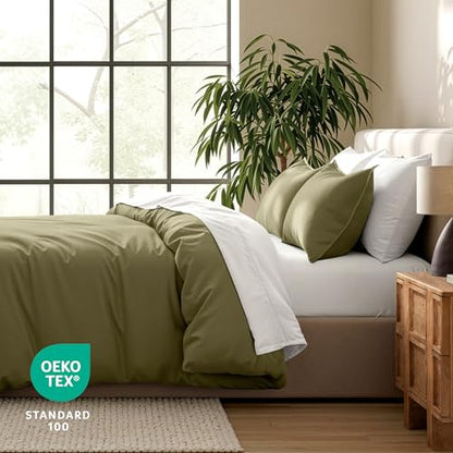 Bare Home Bedding Duvet Cover Extra Long Size - Premium 1800 Super Soft Collection - Lightweight, Cooling - Soft Breathable Bedding Duvet Cover (Twin/Twin XL, Olive) - color: 22 - Olive (No Comforter), size: Twin/Twin XL