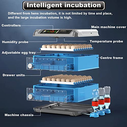 Egg Incubator, 192/256/500 Egg Incubator, Poultry Hatcher Machine with Automatic Egg Turning, Temperature & Humidity Control and LED Screen, General Purpose Incubator for Chickens Ducks Birds,256 - size: 256