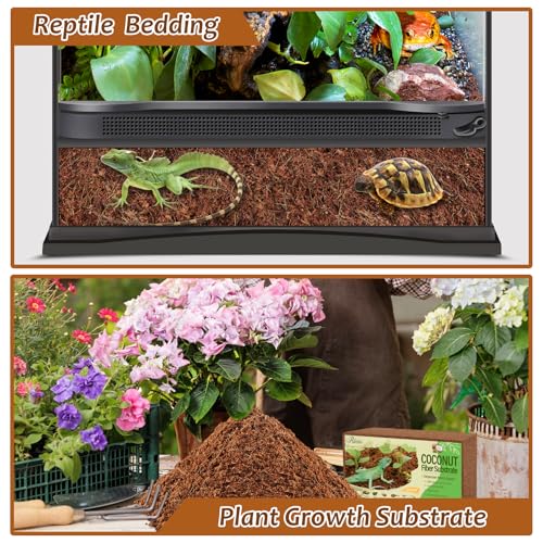 Riare 8 Pack Natural Coconut Fiber Substrate for Reptile- Premium Compressed Coconut Husk Terrarium Bedding for Reptile, Tortoise, Frogs, Snakes Hermit Crabs, Burrowing Animals - color: 8 pack