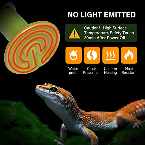 Simple Deluxe 150W Mini Ceramic Heat Emitter Reptile Heat Lamp Bulb No Light Emitting Brooder Coop Heater for Amphibian Pet & Incubating Chicken, 2 Pack, Green - color: Green, style: 150W