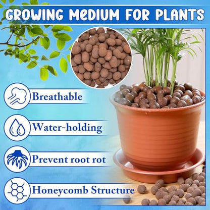 ZeeDix 7 LBS Lightweight Expanded Clay Pebbles - pH-Balanced Hydroponic Growing Media for Aquaponics & Indoor Plants (Reusable Soilless Aggregate) - size: 7LB
