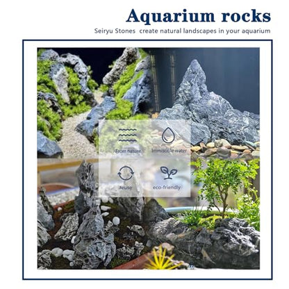 Dragon Stone Aquarium Rock Seiryu Stone for Aquariums, Fish Tanks, Bonsai, Terrariums, Wargaming Dioramas, Indoor or Outdoor Gardens-40lb(2-10 Inch) - size: 40Lb（2-10inch）