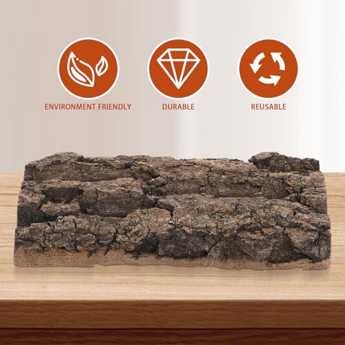 KESYOO 3Pcs Natural Cork Bark Background: Textured Wall Panel Climbing Decor for Reptile Terrarium Tank - Aquarium Habitat Accessories