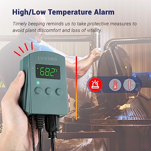 LUXBIRD Digital Heat Mat Thermostat Controller Heating Cooling 10A 1200W for Seedling, Reptiles and Brewing, Breeding, Incubation, Greenhouse, Fans, Cooling Device, 32~113℉ FCC-Certified