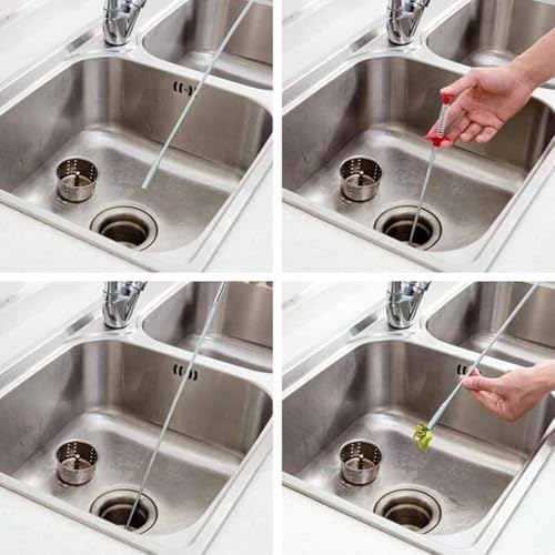 Sewer Cleaning Hook & No Need for Chemicals,Portrayi Sewer Cleaning Hook,Sewer Cleaning Hook Drain Clog Remover,Toilet Snake Clog Remover,Flexible Grabber Claw Long Drain Snake (118.1in) - color: 118.1in