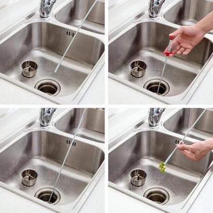 Sewer Cleaning Hook & No Need for Chemicals,Portrayi Sewer Cleaning Hook,Sewer Cleaning Hook Drain Clog Remover,Toilet Snake Clog Remover,Flexible Grabber Claw Long Drain Snake (63in) - color: 63in