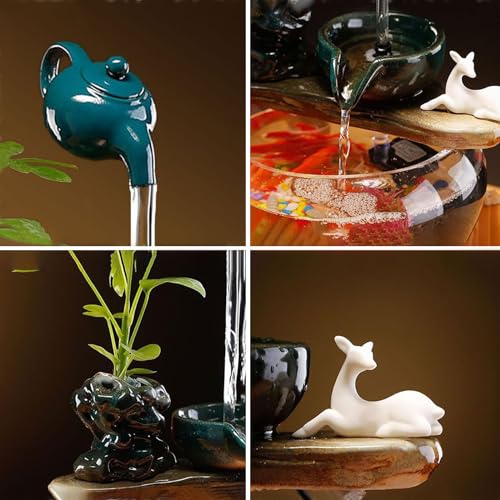 Tabletop Indoor Waterfall Fountain, Zen Water Fountain Indoor Small Fish Tank with Waterfall, Relaxing Feng Shui Tabletop Fountain for Home Office with Extra Spare Water Pump