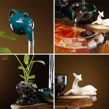 Tabletop Indoor Waterfall Fountain, Zen Water Fountain Indoor Small Fish Tank with Waterfall, Relaxing Feng Shui Tabletop Fountain for Home Office with Extra Spare Water Pump