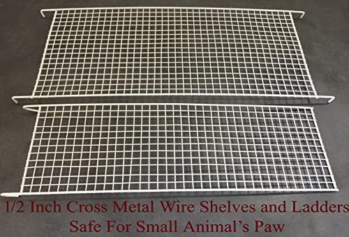 64" X-Large Wrought Iron 4-Levels Chewproof for Ferret Squirrel Chinchilla Sugar Glider Mice Rat Mouse Hamster Home Cage Tight 1/2-Inch Bar Spacing Easy Clean Pull Out Tray Romovable Rolling Stand - color: White Vein, size: 32"L x 19"W x 64"H With 1/2" Sp