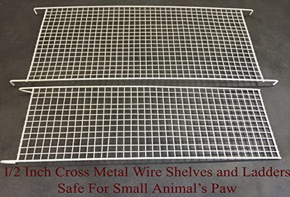 64" X-Large Wrought Iron 4-Levels Chewproof for Ferret Squirrel Chinchilla Sugar Glider Mice Rat Mouse Hamster Home Cage Tight 1/2-Inch Bar Spacing Easy Clean Pull Out Tray Romovable Rolling Stand - color: White Vein, size: 32"L x 19"W x 64"H With 1/2" Sp