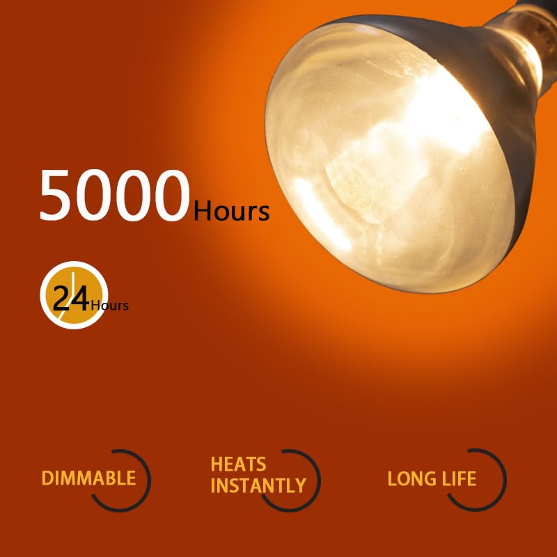 2 Pack 375W Heat Lamp Clear Infrared Bulbs Glass Lamp Bulb for Food Service, Brooder Bulb, Chicks, Pet, Bathroom, Light Therapy Use E26 Base, Flood Light Heat Lamp - color: 375w/Clear