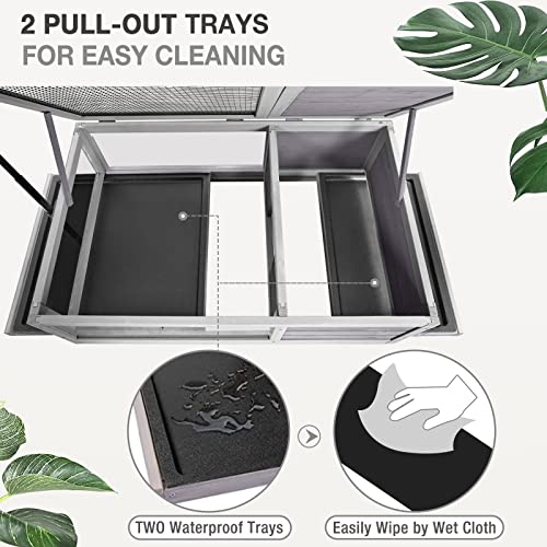 Indoor Tortoise Habitat Large Outdoor Reptiles Enclosure with Two Deep Pull-Out Tray and Lamp Holder for Tortoise, Snake, Lizard
