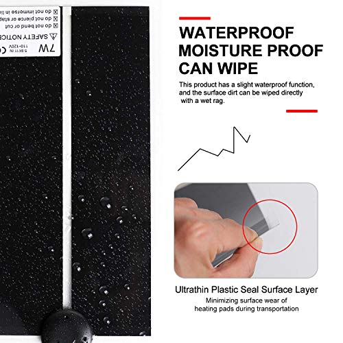 7W 11 x 5.9 Inch Waterproof Reptile Heating Pad Warmer with Temperature Controller, Power Adjustment Under Tank Terrarium Heater Heat Mat for Pets, Seedling, Small Animals 2 Pack