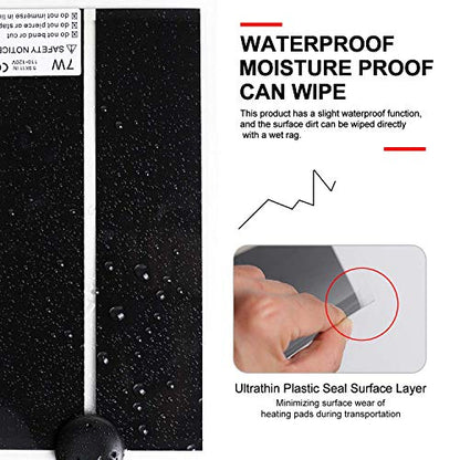 7W 11 x 5.9 Inch Waterproof Reptile Heating Pad Warmer with Temperature Controller, Power Adjustment Under Tank Terrarium Heater Heat Mat for Pets, Seedling, Small Animals 2 Pack