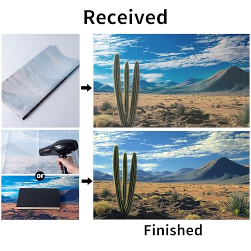 COMSUN 3 Pack Terrarium Background, 36x18 inches Polyester Reptile Background, Cloth Terrarium Background, Tropical Green Tree Fern & Gobi Desert Sunshine Cactus Rock Terrarium Background - size: 36x18 Inch
