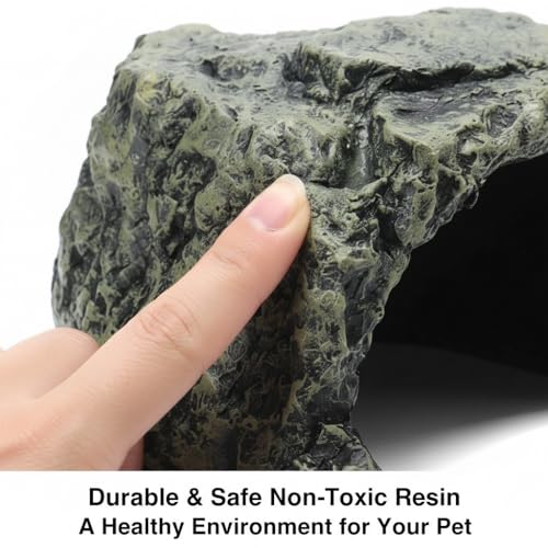 Generic Rock Hide Cave for Reptiles & Amphibians, Large Aquarium Fish Hide Cave Decoration, Stone Cave Hide House Terrarium & Aquarium Accessories for Betta Shrimp Turtle Bearded Dragons Lizards