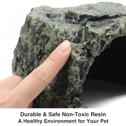Generic Rock Hide Cave for Reptiles & Amphibians, Large Aquarium Fish Hide Cave Decoration, Stone Cave Hide House Terrarium & Aquarium Accessories for Betta Shrimp Turtle Bearded Dragons Lizards