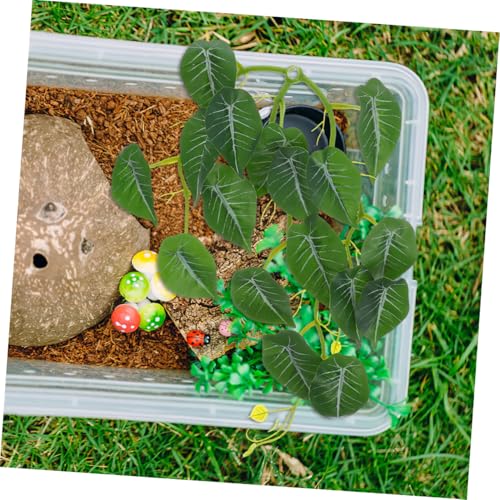 2Pcs Reptile Plants with Suction Cup Flexible Vines and Realistic Leaves for Lizard Gecko Snake and Crab Tank Decorations Easy to Shape Artificial Foliage for Reptile
