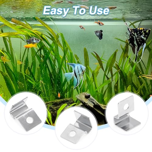 4 Pcs Aquarium Lid Clips, 4mm Aquarium Cover Support Clamps, Aquarium Cover Holder Lid, Stainless Steel Aquarium Tank Cover Clamps Set, Silver Tone