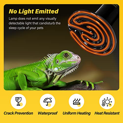 Simple Deluxe 150W Reptile Heat Lamp Bulb Ceramic Heat Emitter No Light Emitting Brooder Coop Heater for Amphibian Pet & Incubating Chicken, 4 Pack Black - size: 150 Watts, style: 4 Pcs