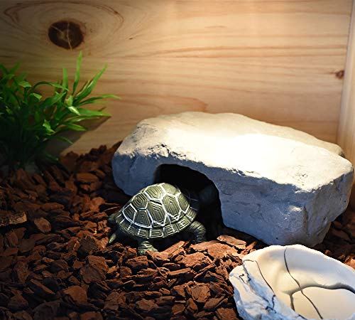 OMEM Reptile Box Shelter Terrarium Hideout Habitat Decor Humidify Hide Cave Turtle Ramp Basking Platforn Resin Rock