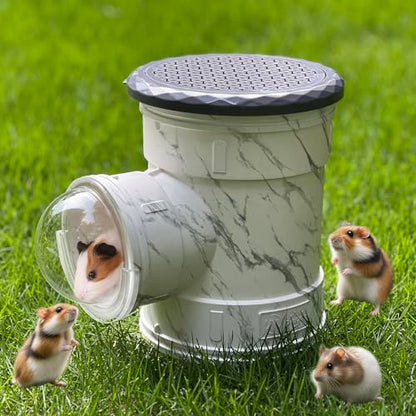 Hamster Carrier Cage, Marble Print Anti-bite and Chewproof Design, Table Chinchillas Cage for Small Guinea Pig Bird Parrot Budgies, Front and Top Ventilation