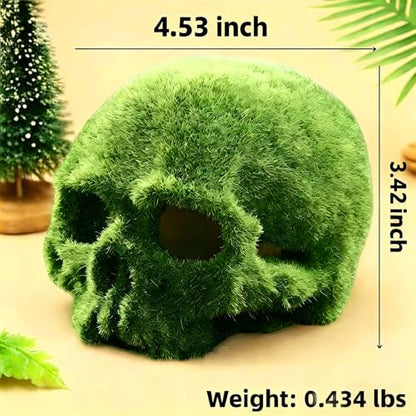 Realistic Mossy Skull Terrarium Ornament - 4.5" Reptile Habitat Decor for Gecko, Spider, Lizard Enclosure