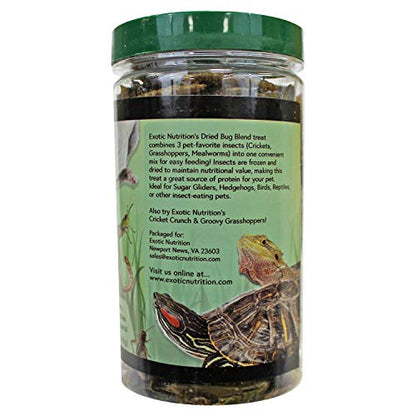 Bug Blend - Healthy High-Protein Dried Insect Treat - Crickets, Mealworms, Grasshoppers - Sugar Gliders, Hedgehogs, Squirrels, Chickens, Skunks, Opossums, Marmosets, Parrots, Birds (3.4 oz.) - size: 3.4 Ounce (Pack of 1)