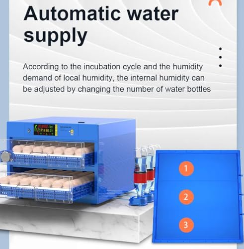 Egg Incubator with Automatic Egg Turning and Humidity Control, Efficient LED Lighting, Upgrade Automatic Water Adding, for Hatching Chickens Quail Duck Goose Turkey, 128 Eggs - color: 128 eggs