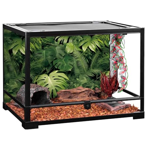 AWERT 24x12 inches Tropical Leaves Terrarium Background Polyester Reptile Habitat Background Rainforest Aquarium Background - size: 24x12in/60x30cm