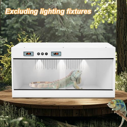 Reptile Tempered, 32x16x16 Reptile Tanks Enclosure with Glass Sliding Door and Intelligent Thermostat, Large Enclosure for Snake/Bearded Dragon (White) - color: White