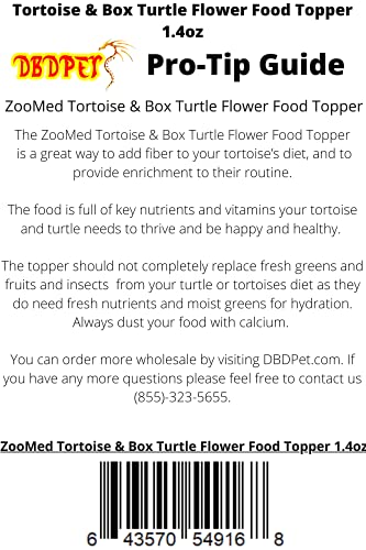 DBDPet Tortoise & Box Turtle Flower Food Topper (1.4oz) - Includes Attached Pro-Tip Guide - Smells Amazing! Bearded Dragon Salad Topper