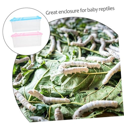 Mikikit 2pcs Breathable Reptile Feeding Box Portable Habitat Ventilation Design for Pet Observation and Temporary Transport for Pet Feeding and Hatching