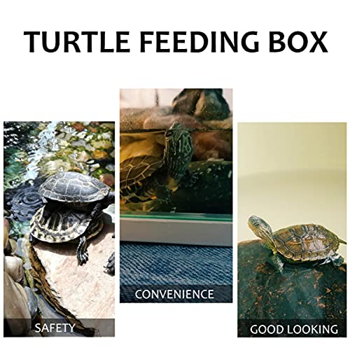 ULTECHNOVO Turtle Tank Drying Platform with Handle Cover Large 12.6X9.1X5.3In Plastic Habitat for Turtle Resting Swimming Sunning Egg Laying