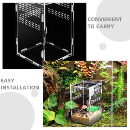 Sewroro Acrylic Reptile Breeding Enclosure with Modular Design and Ventilation Holes, High Transparency Snake and Animal Feeding Container Featuring Safety Lock for Reptile Habitat