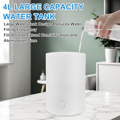 4L Reptile Fogger, Leak-Proof Design, Reptile Humidifier with Hose, Single/Dual Fog Output, White, 1 Set