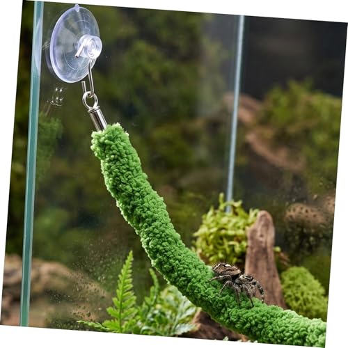 TOYANDONA Flexible Reptile Climbing Vine with Enhanced Grip Surface for Lizard Tank and Terrarium, Realistic Green Plush Rope with Suction Cup Hook for Chameleon Habitat Decor