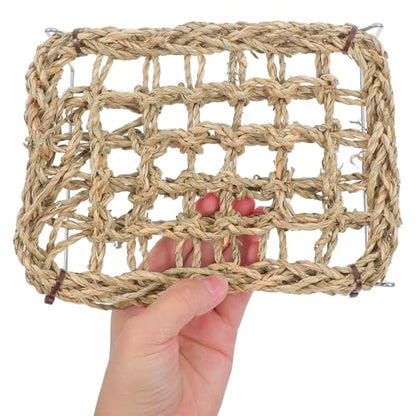 KOMBIUDA Rectangle Bearded Dragon Hammock - Reptile Tank Accessories - Basking Platform - Sea Grass Bed with Metal Legs - Climbing Habitat for Lizard Frog