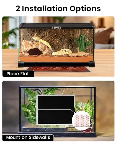 MQ Reptile Terrarium Heat Pad with LCD Digital Aquarium Thermometer, 11 x 11in Power Adjustment Under Tank Heater Mat for Pets, Small Animals, Seedling, 14W - size: 14W, 11*11 in