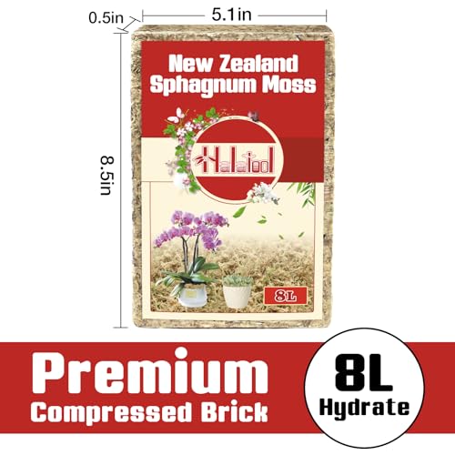 Halatool Premium New Zealand Sphagnum Moss, 100g(8L When Hydrated), for Orchid Repotting Succulent Sarracenia Potted Plants Gardening & Reptiles - size: 8L