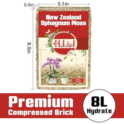 Halatool Premium New Zealand Sphagnum Moss, 100g(8L When Hydrated), for Orchid Repotting Succulent Sarracenia Potted Plants Gardening & Reptiles - size: 8L